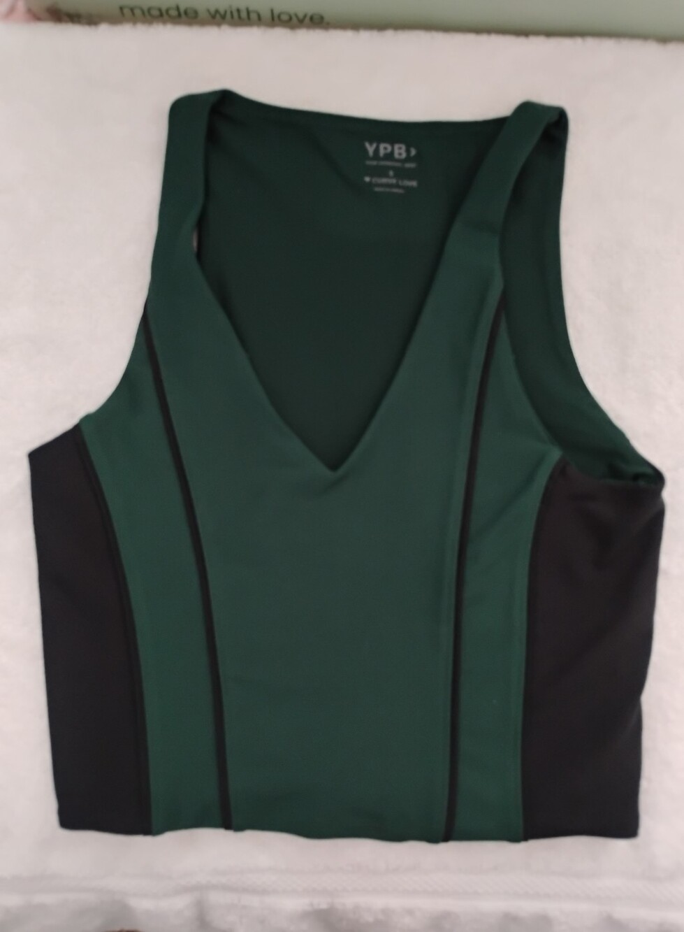 Ambercrombie & Fitch-YPB.   Deep Green & Black V-Neck Sleeveless Top